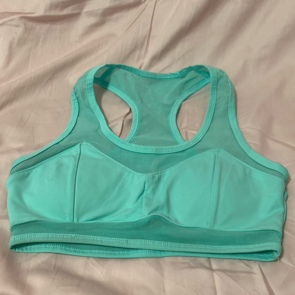 Mesh baby blue sports bra